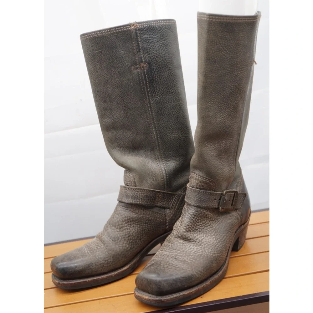 Frye Harness 12R Leather Motorcycle Boots Made in USA Size 7.5M